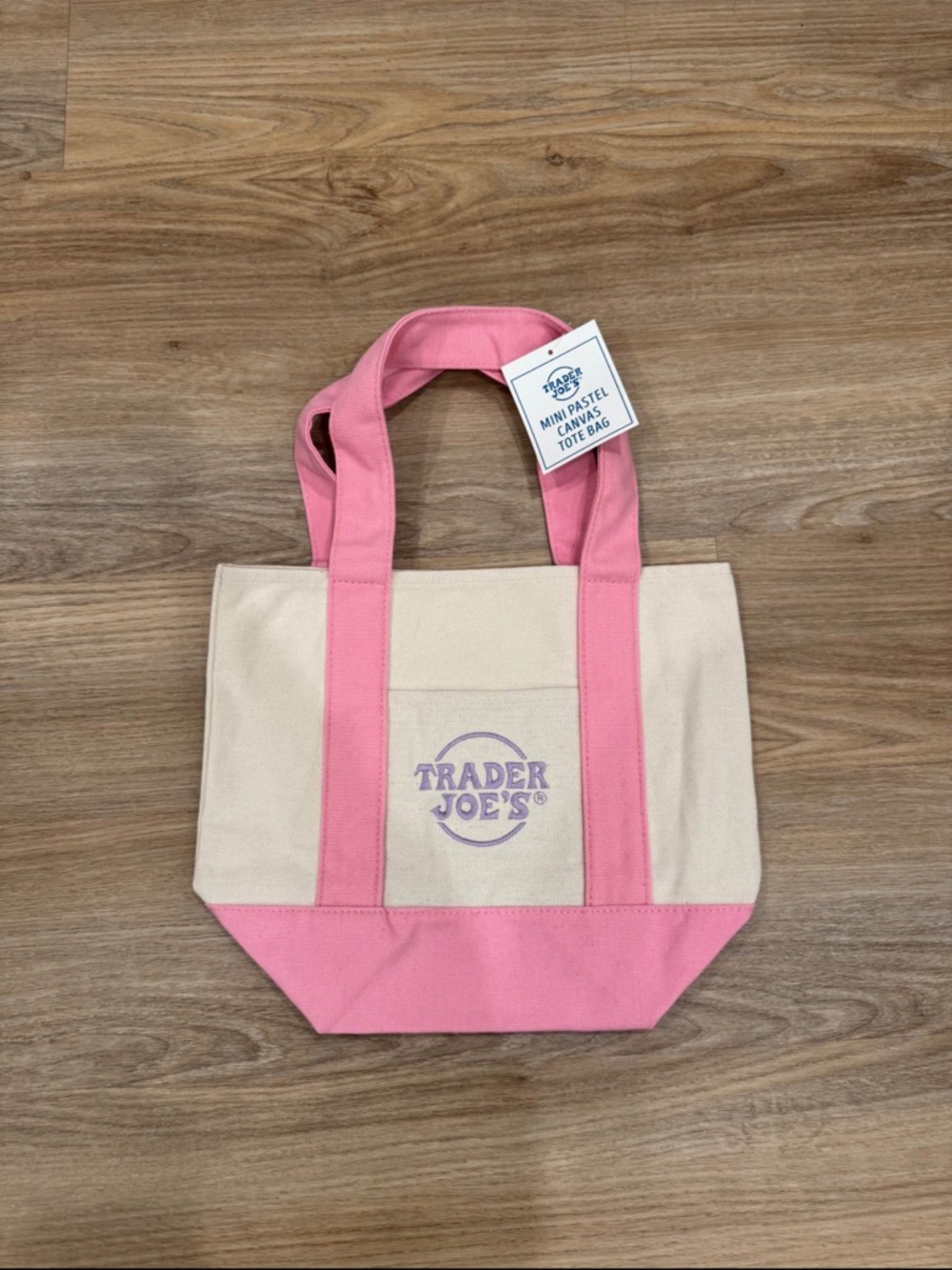 Trader Joe’s Pink & Cream Canvas Tote Bag